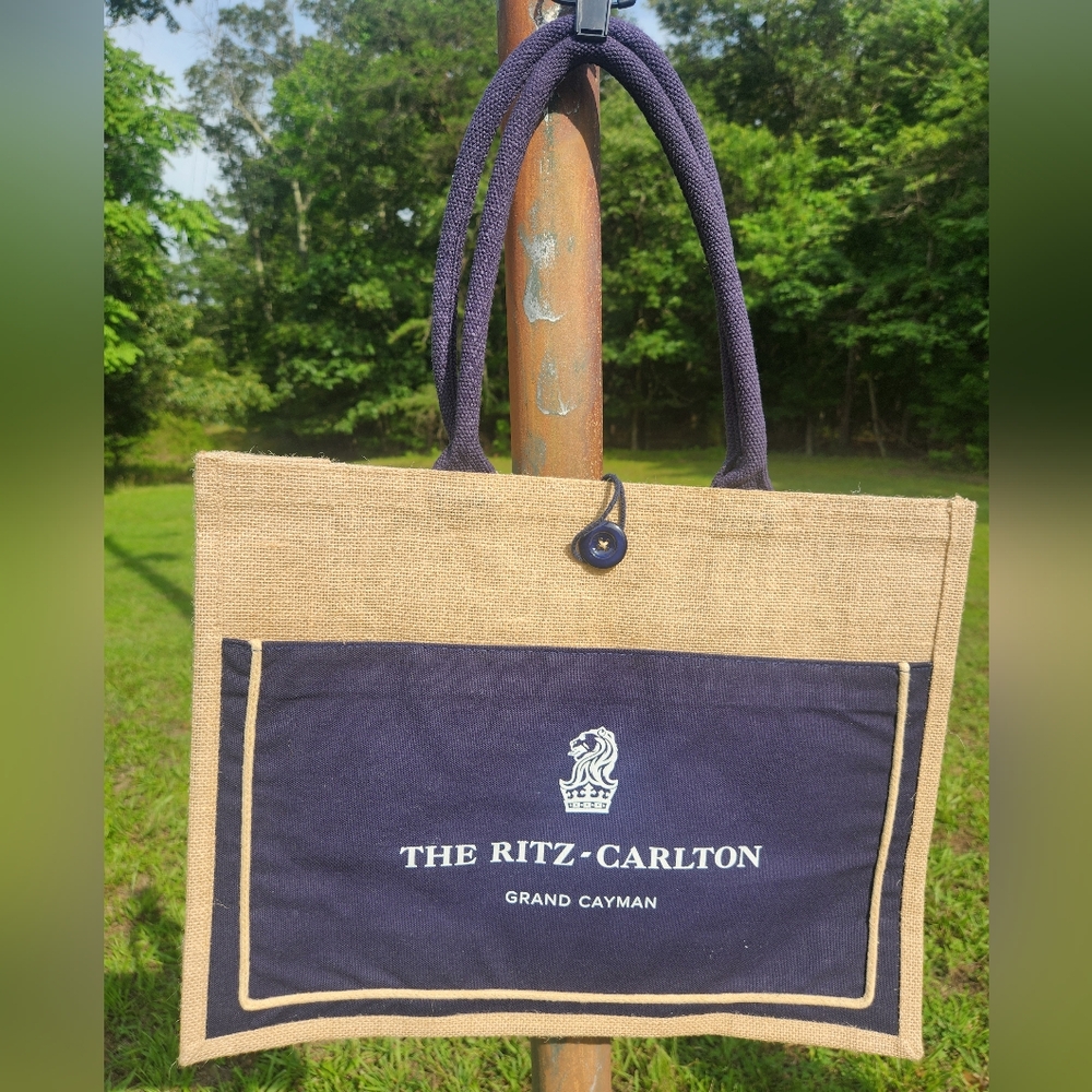 The Ritz Carlton Grand Cayman Burlap Tote Bag